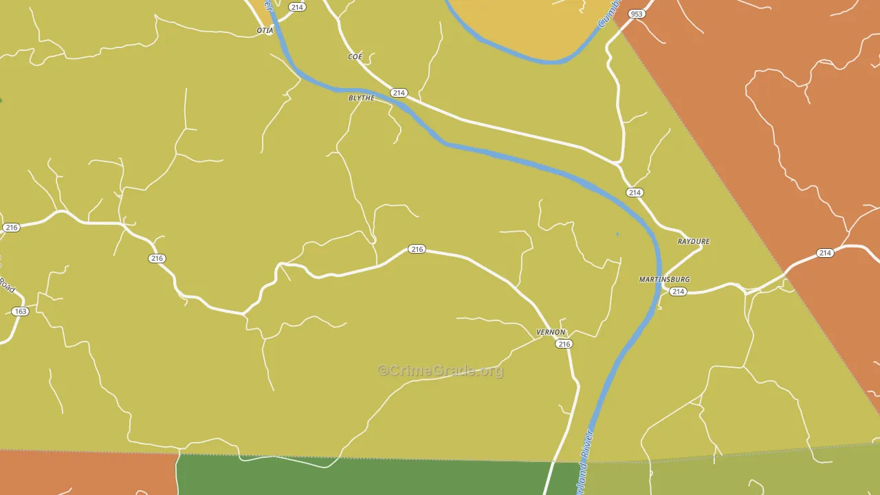 Hestand, KY Map of Vandalism Rates