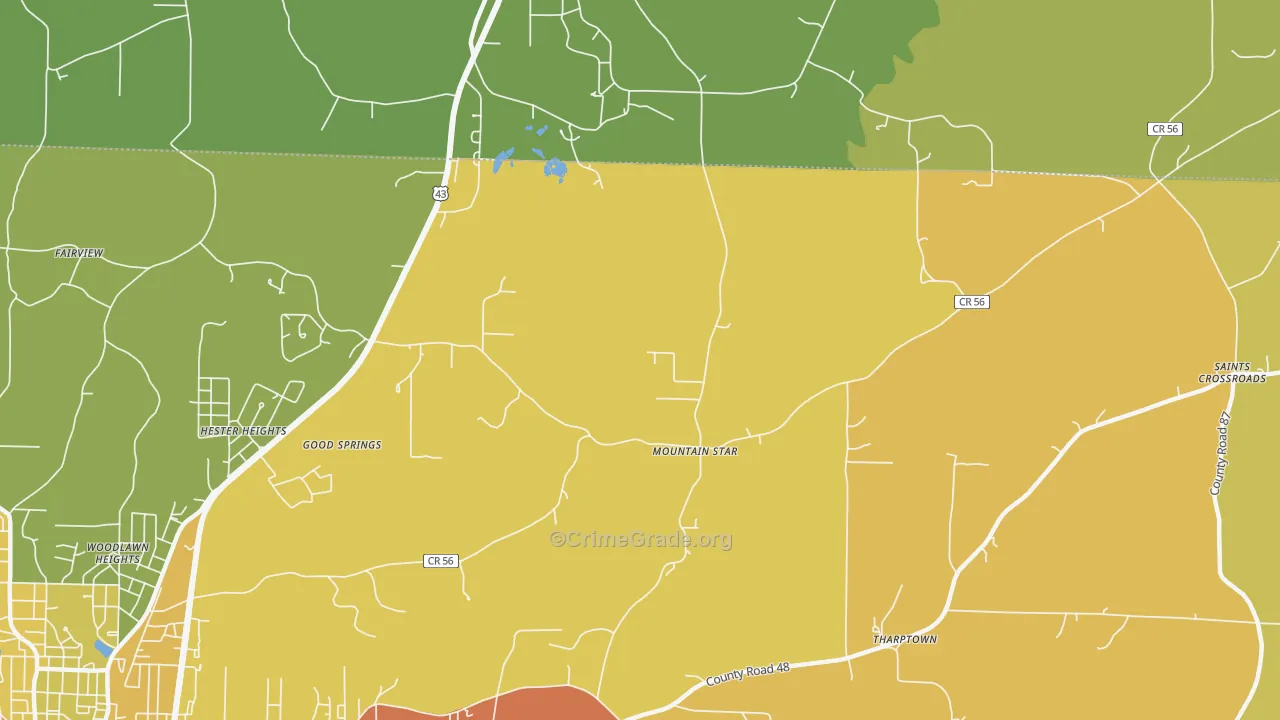 Hester Heights, AL Map of Vandalism Rates
