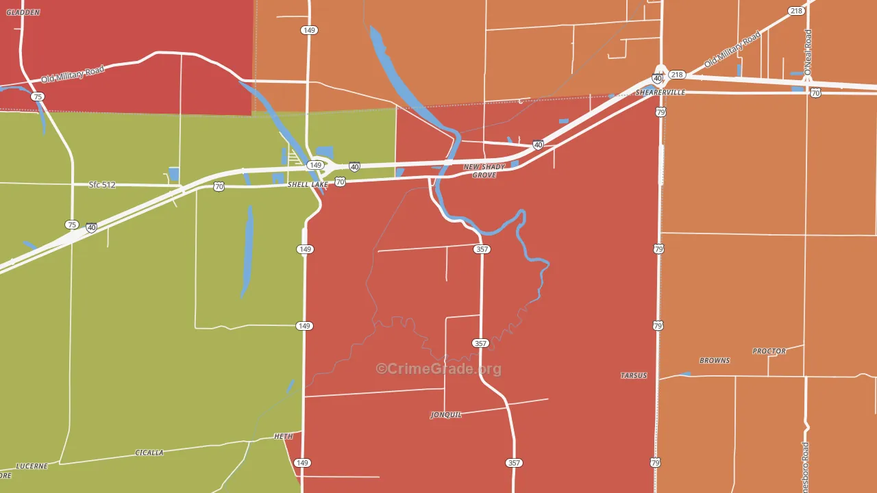 Heth, AR Map of Vandalism Rates