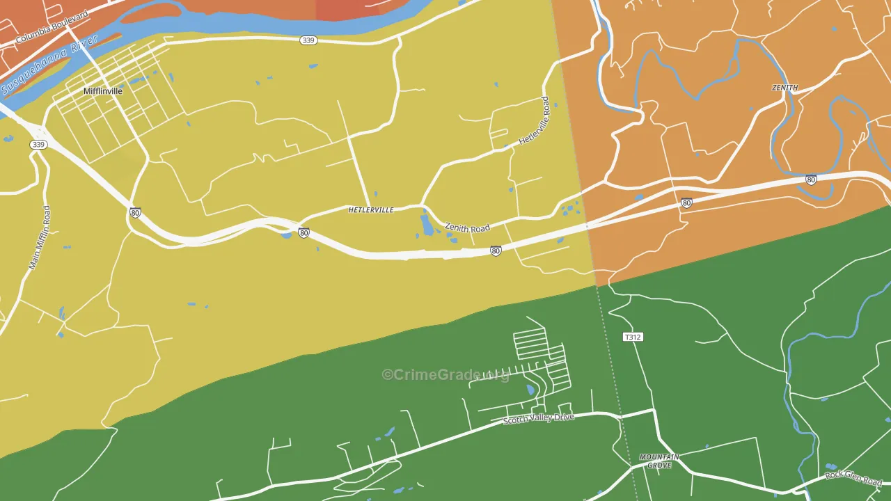 Hetlerville, PA Map of Vandalism Rates