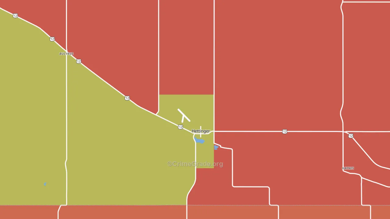 Hettinger, ND Map of Vandalism Rates