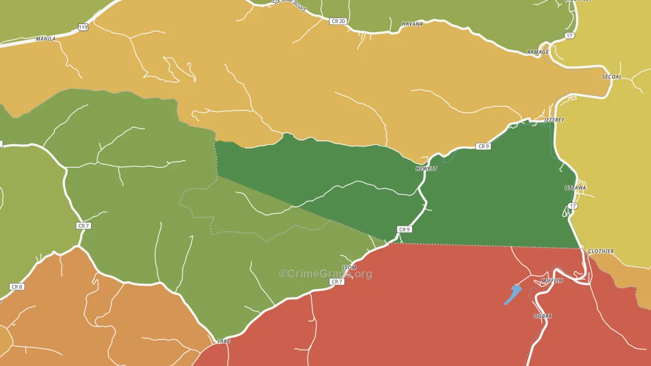 Hewett, WV Map of Vandalism Rates