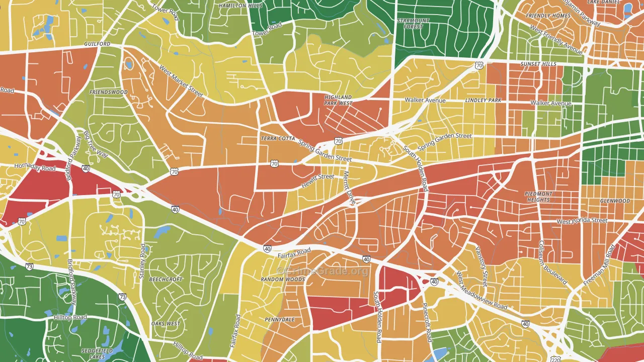 Hewitt Area, Greensboro, NC Map of Vandalism Rates