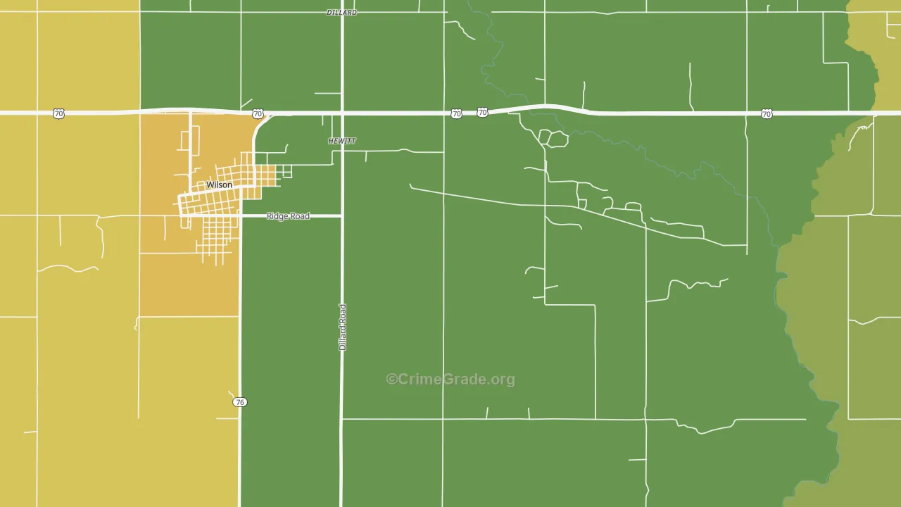 Hewitt, OK Map of Vandalism Rates