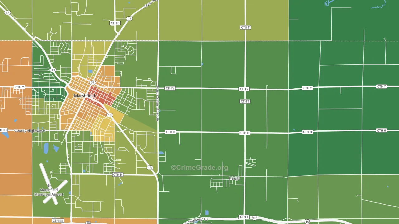 Hewitt, WI Map of Vandalism Rates