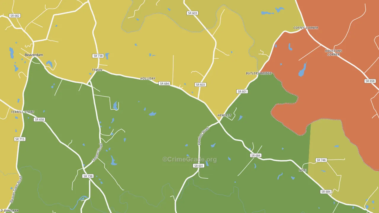 Hewlett, VA Map of Vandalism Rates