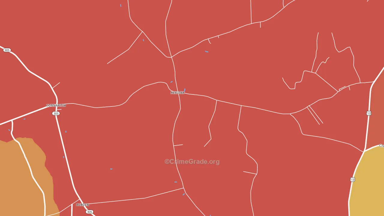 Hexlena, NC Map of Vandalism Rates