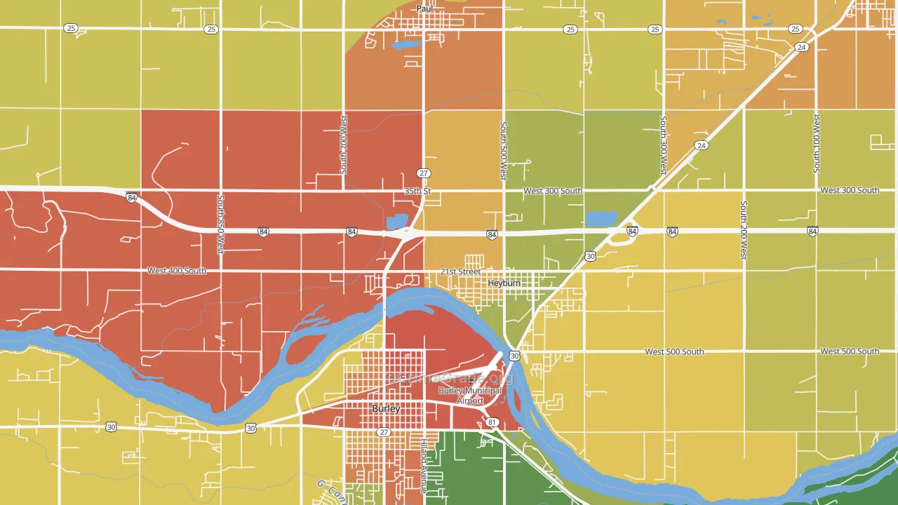 Heyburn, ID Map of Vandalism Rates