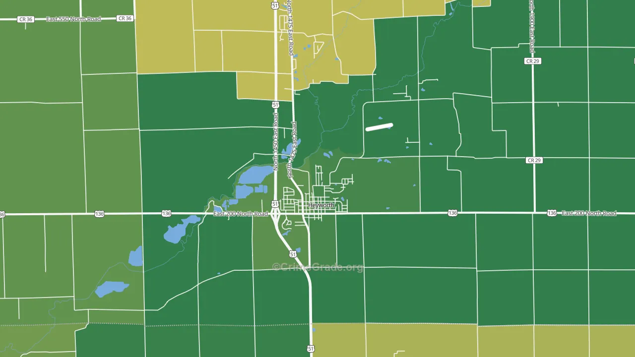 Heyworth, IL Map of Vandalism Rates