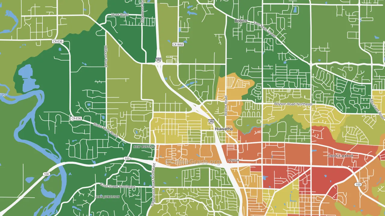 Hiawatha, IA Map of Vandalism Rates