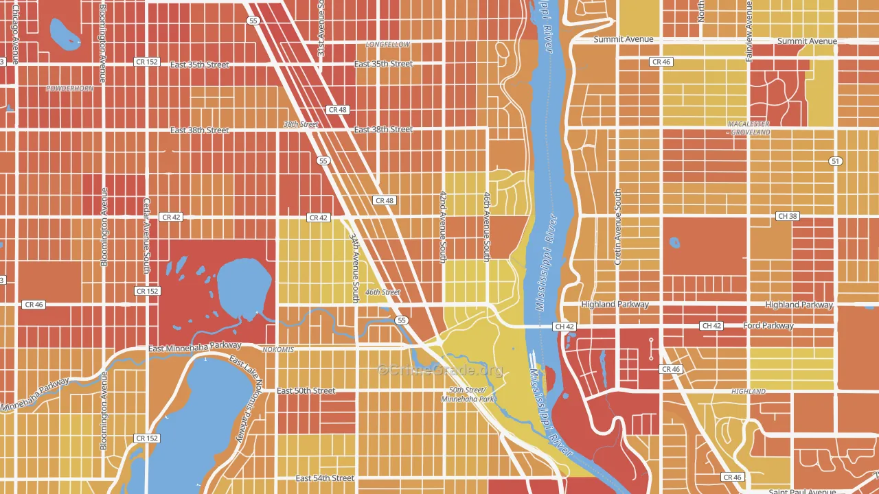 Hiawatha, Minneapolis, MN Map of Vandalism Rates