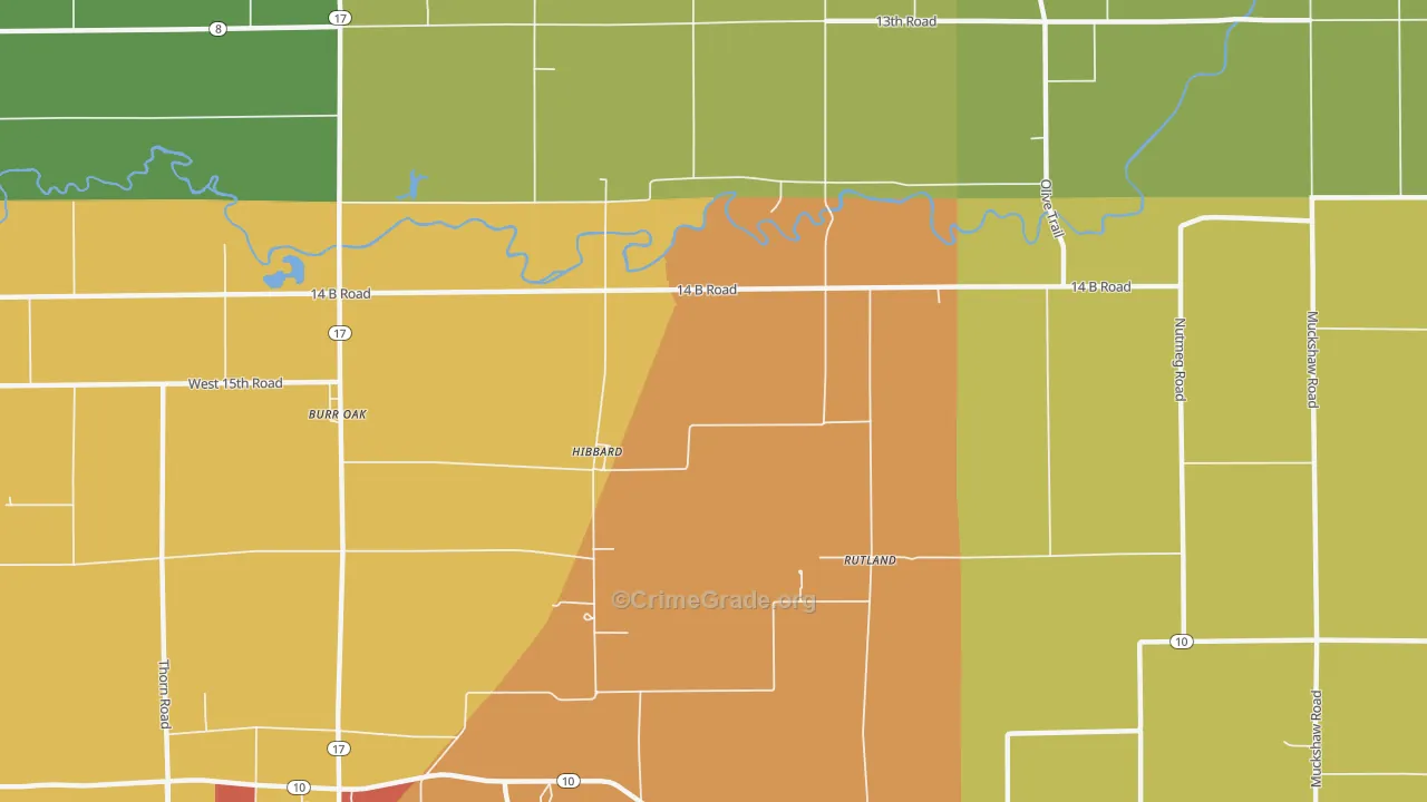 Hibbard, IN Map of Vandalism Rates