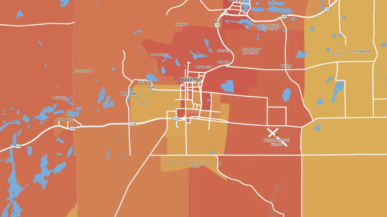 Hibbing, MN Map of Vandalism Rates