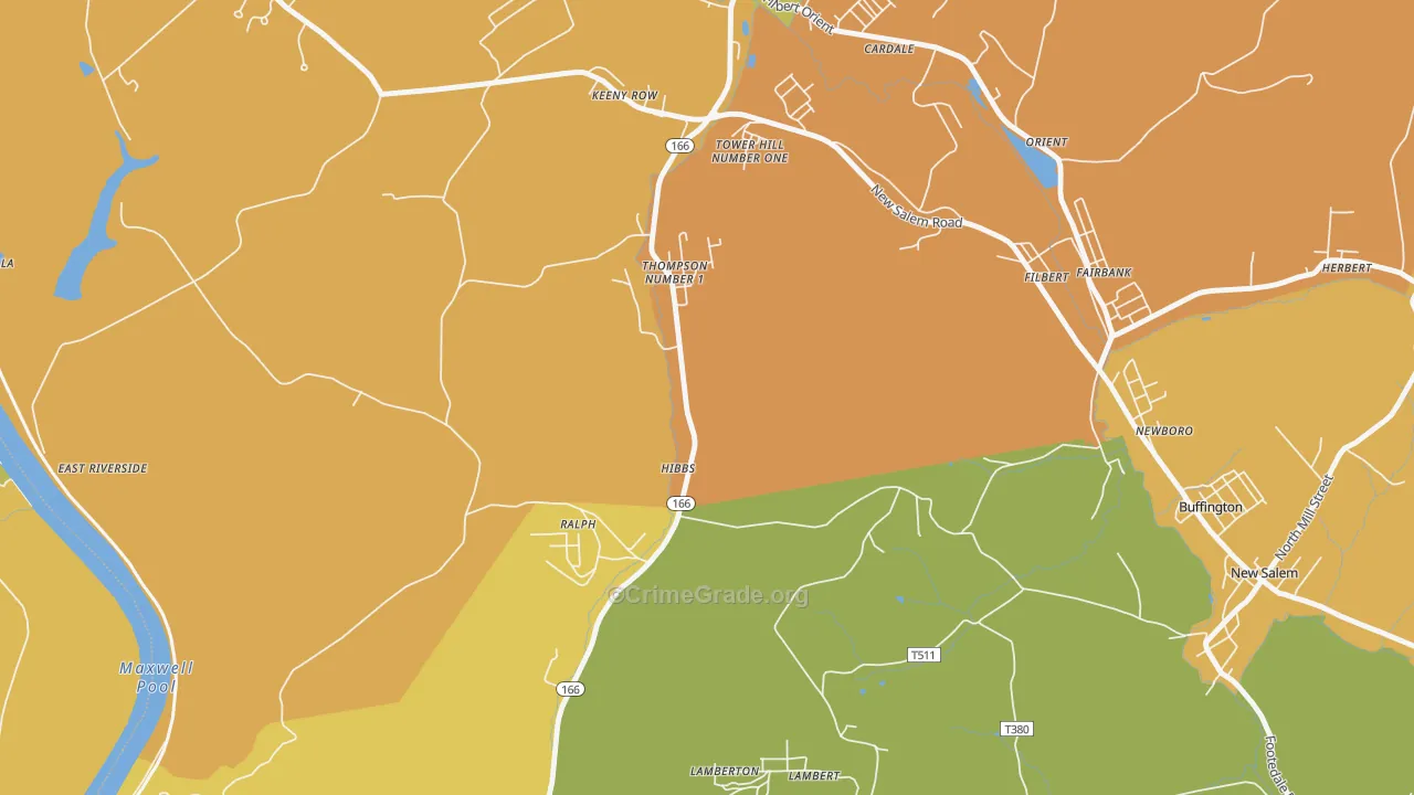 Hibbs, PA Map of Vandalism Rates