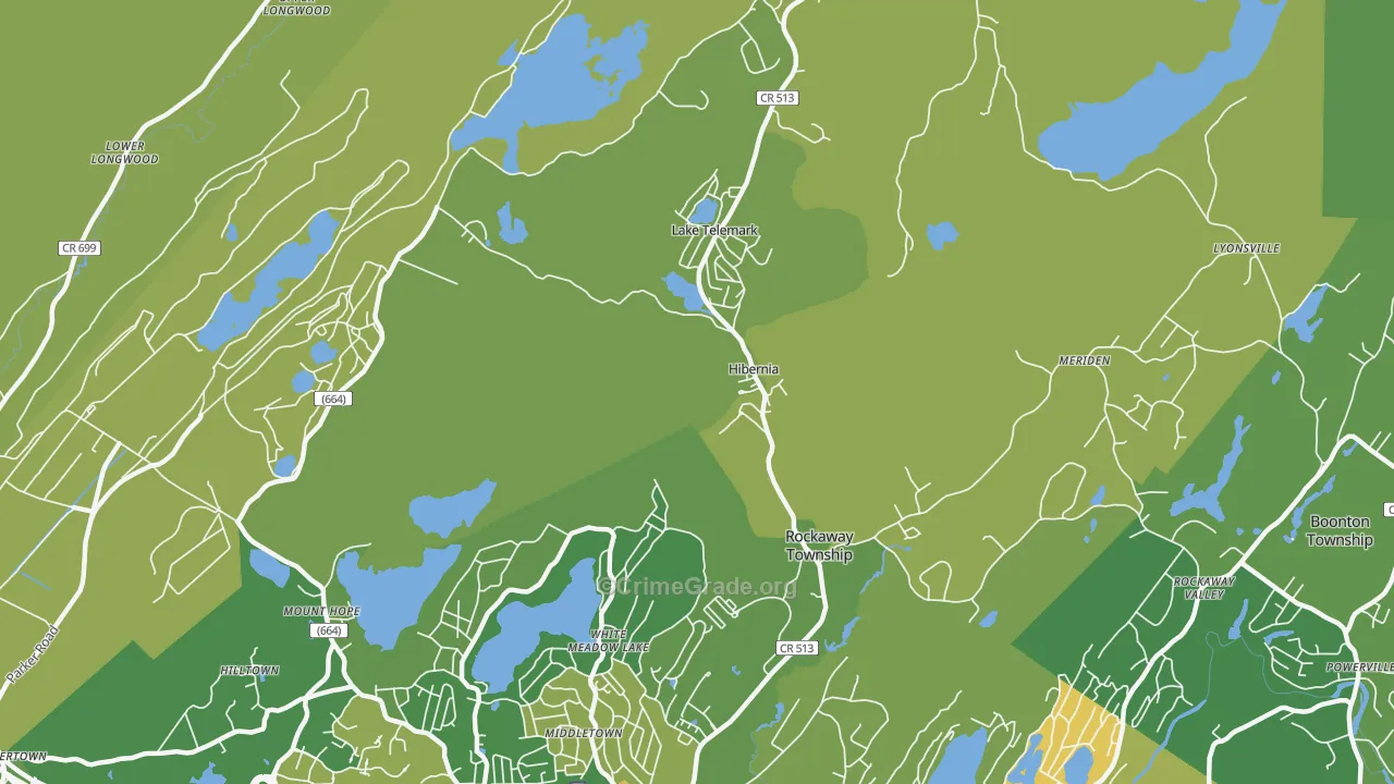 Hibernia, NJ Map of Vandalism Rates