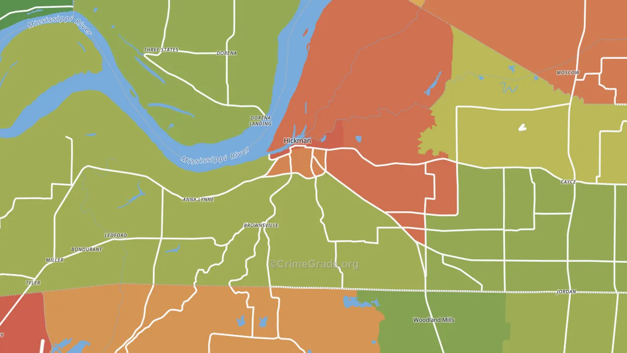 Hickman, KY Map of Vandalism Rates