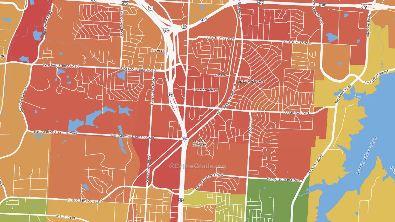 Hickman Mills, Kansas City, MO Map of Vandalism Rates