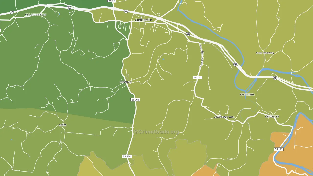 Hickman, TN Map of Vandalism Rates