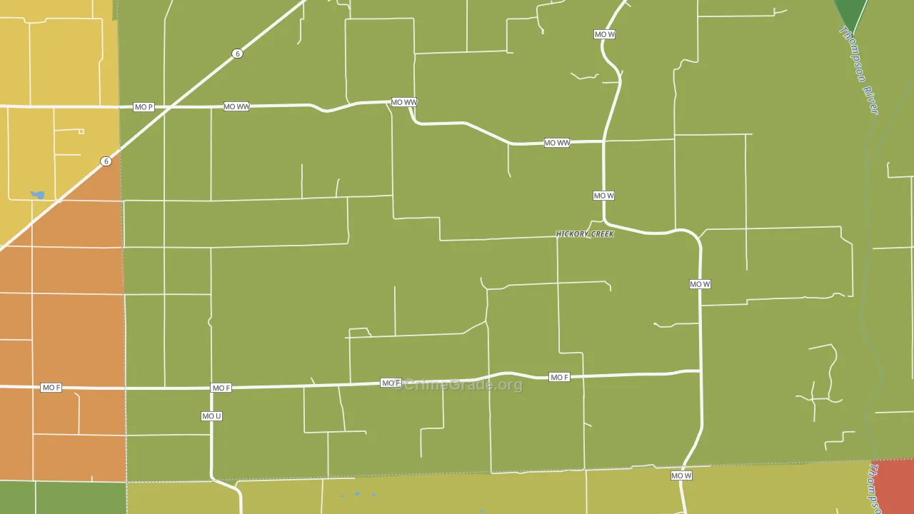 Hickory Creek, MO Map of Vandalism Rates