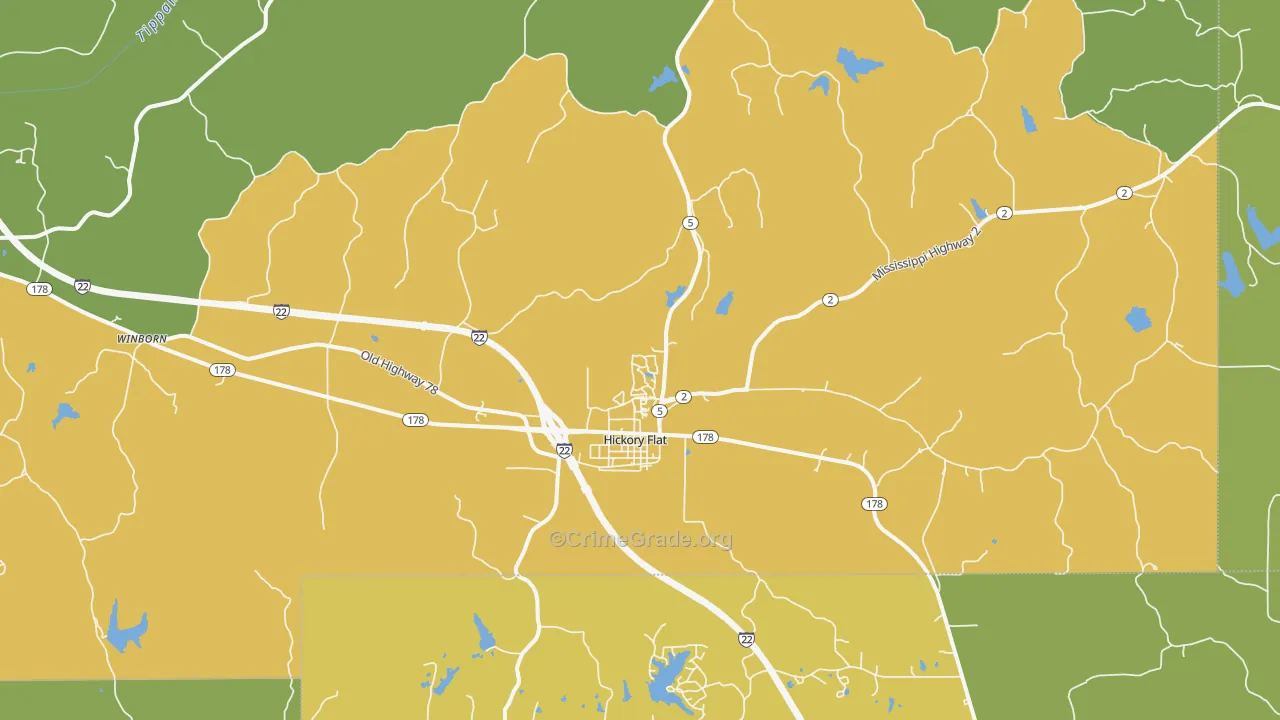 Hickory Flat, MS Map of Vandalism Rates