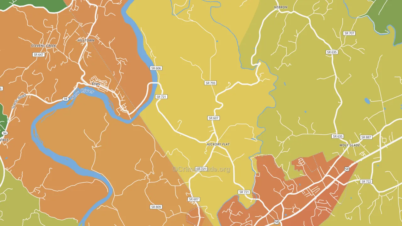 Hickory Flat, VA Map of Vandalism Rates