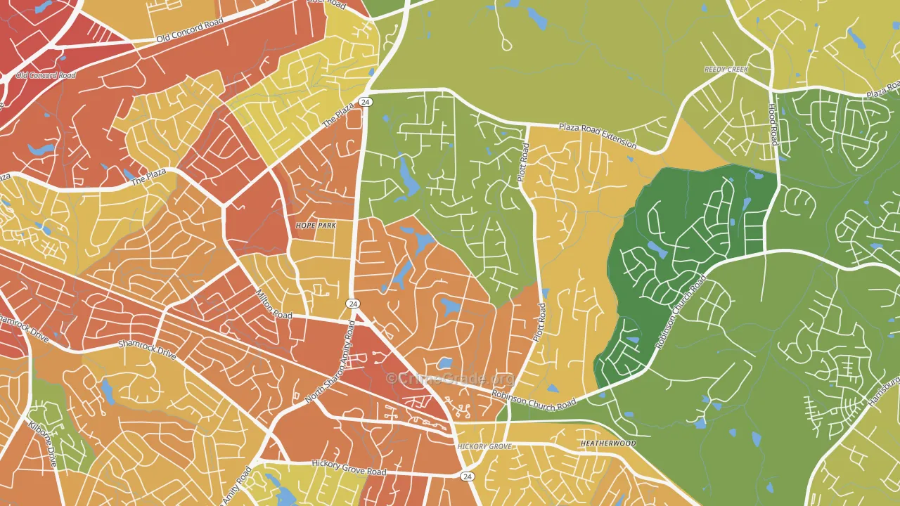Hickory Grove, Charlotte, NC Map of Vandalism Rates