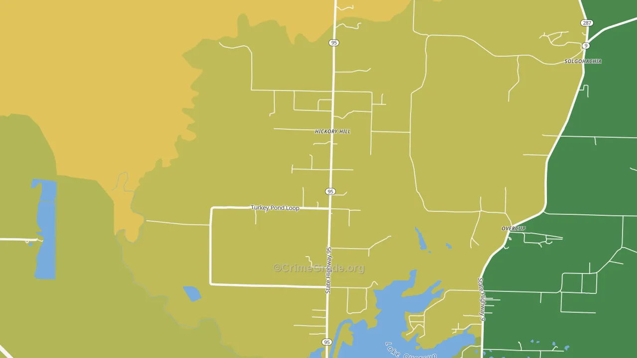 Hickory Hill, AR Map of Vandalism Rates