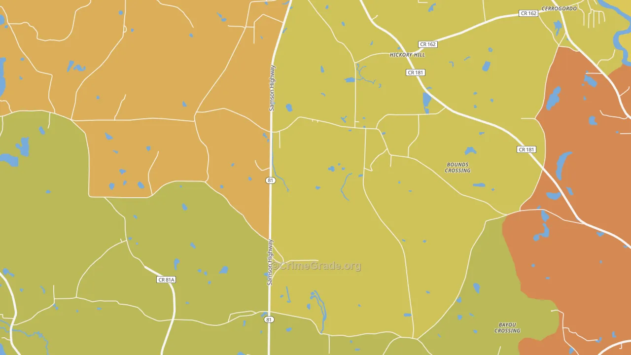 Hickory Hill, FL Map of Vandalism Rates