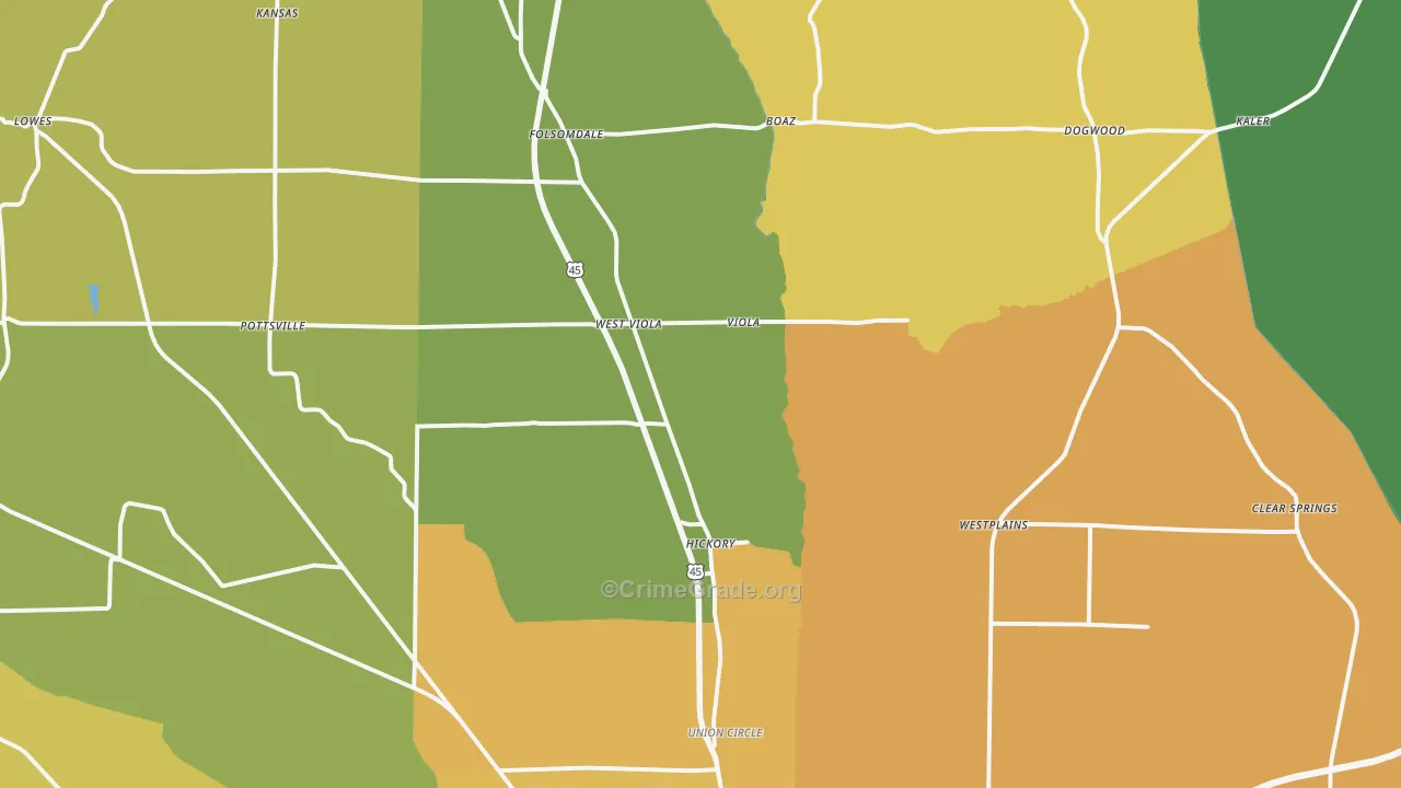 Hickory, KY Map of Vandalism Rates