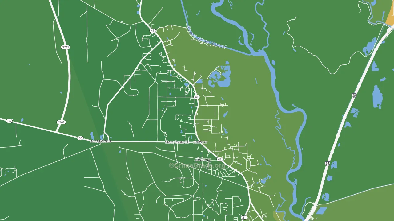 Hickory, LA Map of Vandalism Rates
