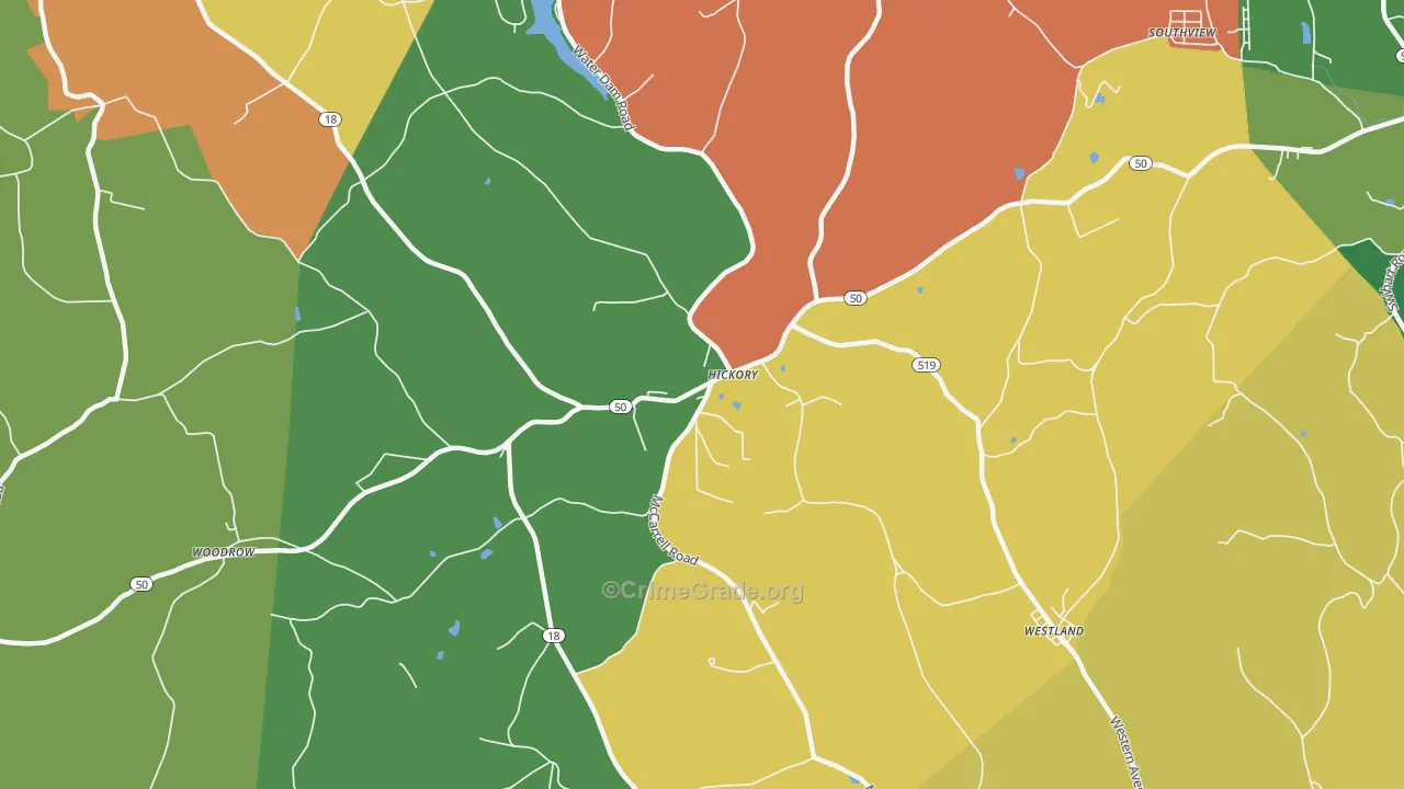 Hickory, PA Map of Vandalism Rates