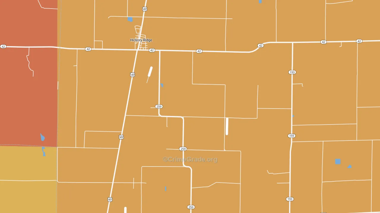 Hickory Ridge, AR Map of Vandalism Rates