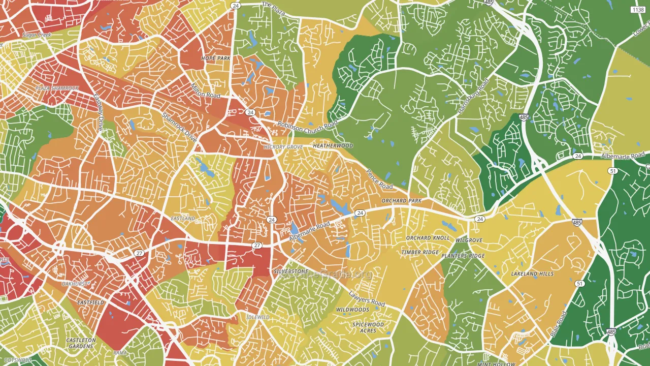 Hickory Ridge, Charlotte, NC Map of Vandalism Rates