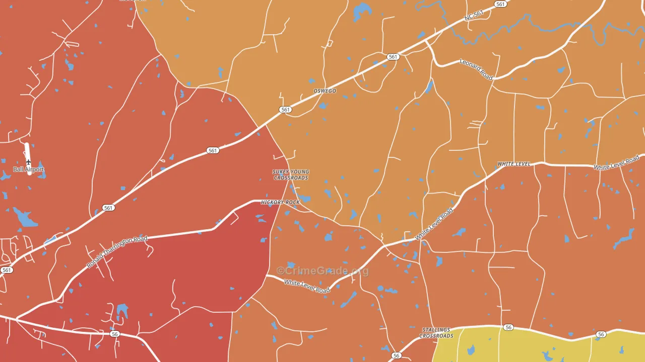 Hickory Rock, NC Map of Vandalism Rates