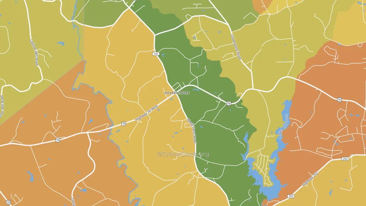 Hickory Tavern, SC Map of Vandalism Rates