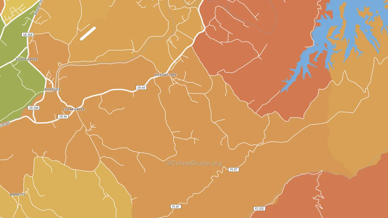 Hickory Tree, TN Map of Vandalism Rates