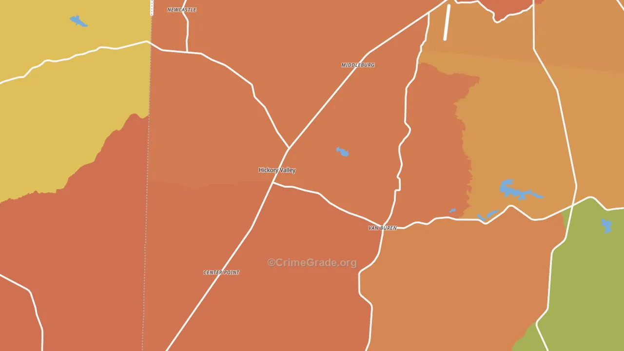 Hickory Valley, TN Map of Vandalism Rates