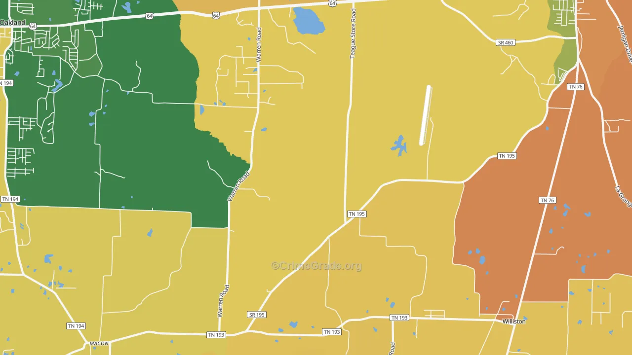Hickory Withe, TN Map of Vandalism Rates