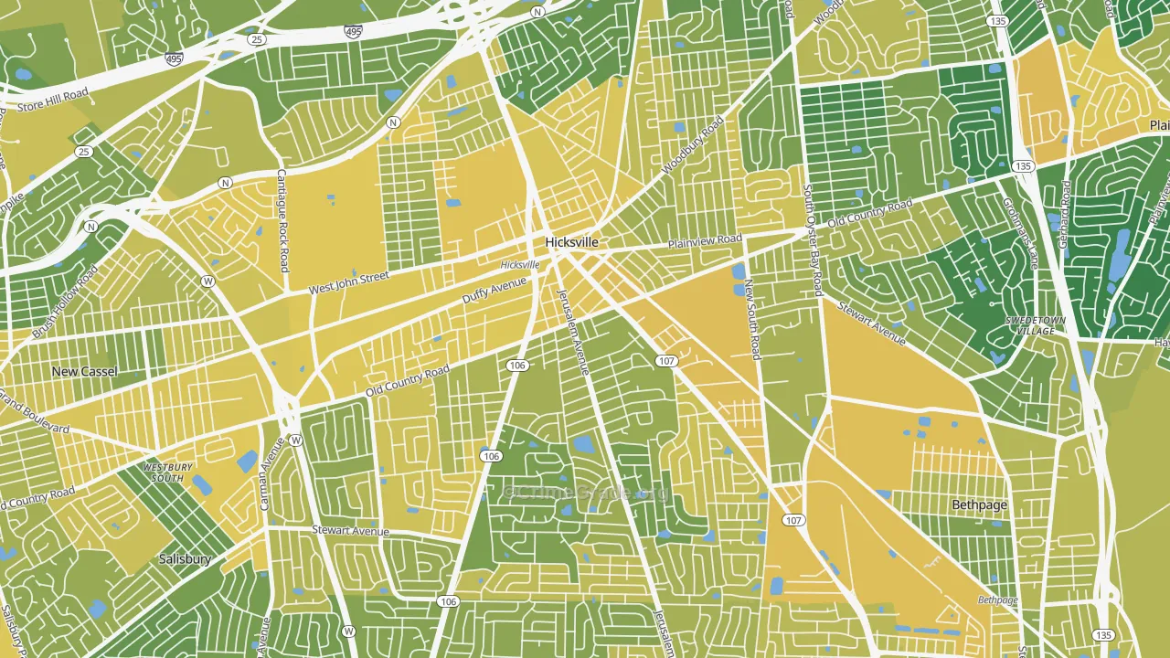Hicksville, NY Map of Vandalism Rates