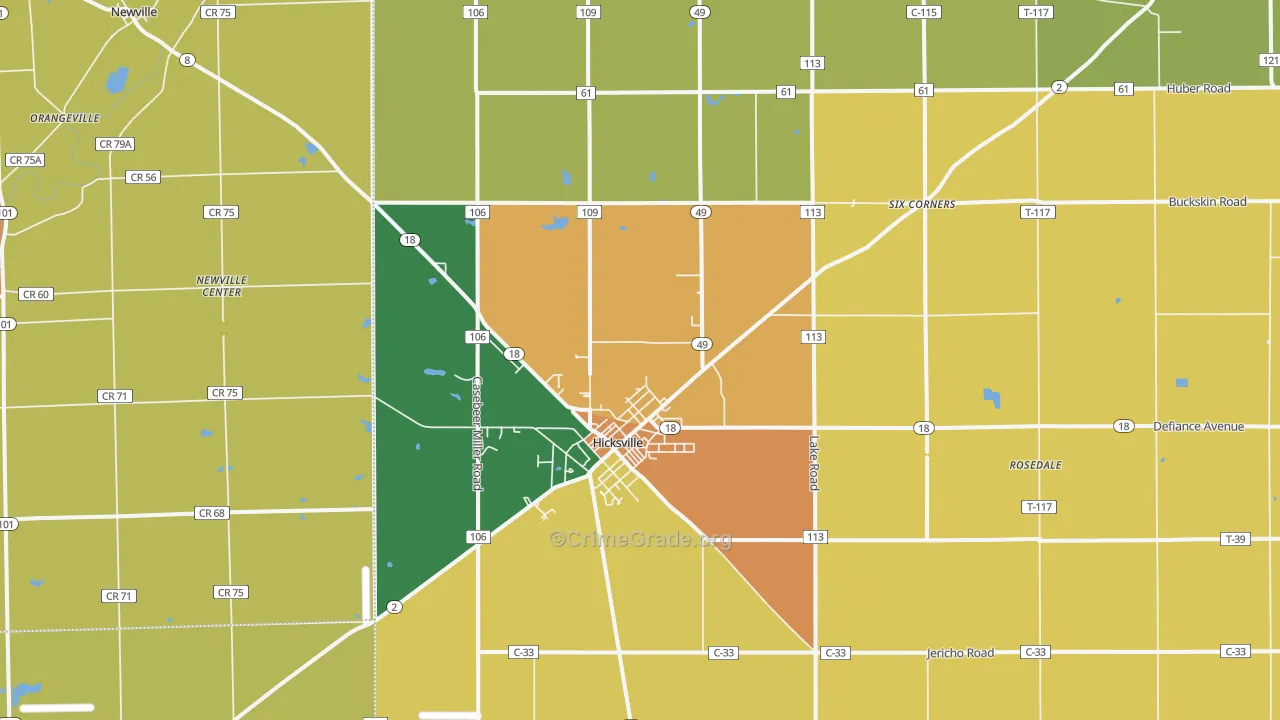 Hicksville, OH Map of Vandalism Rates