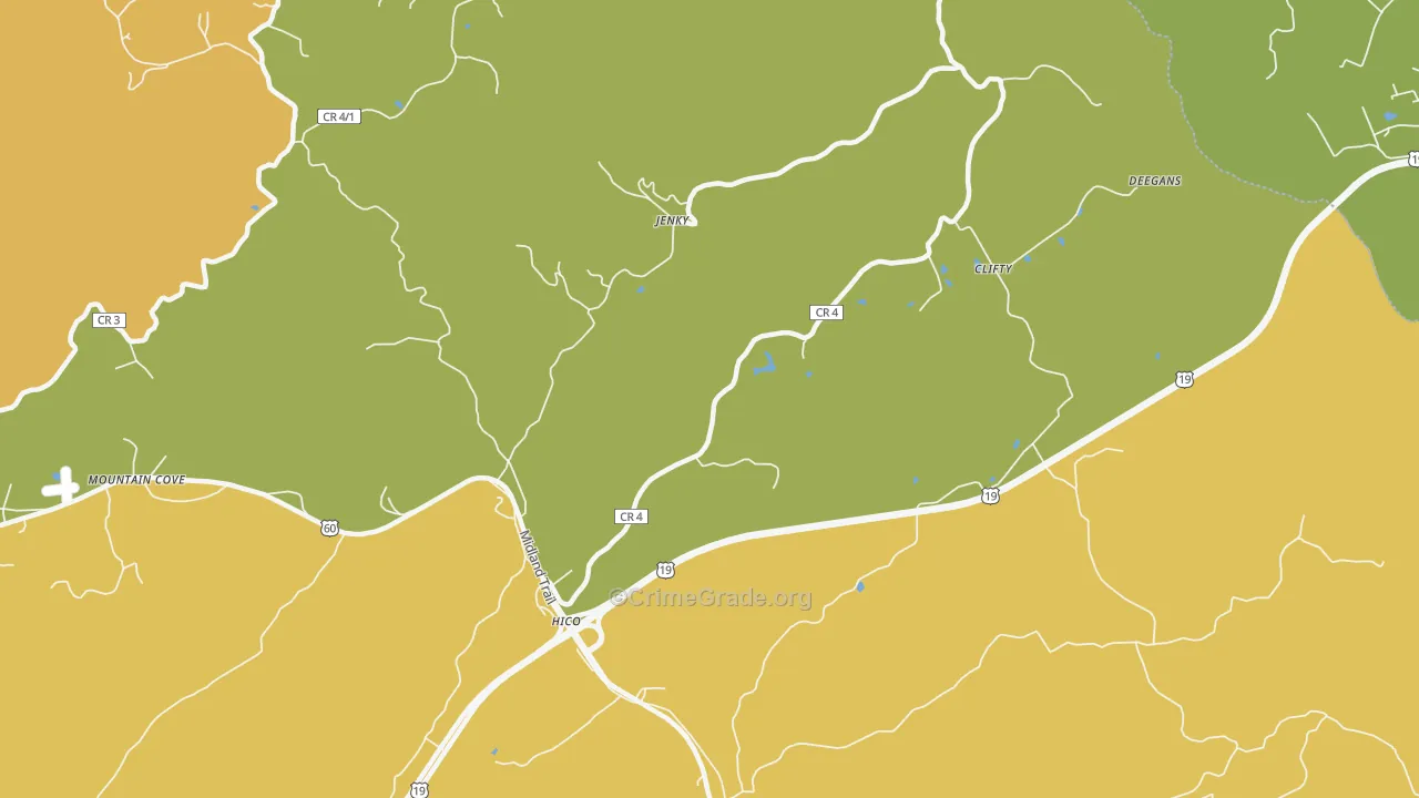 Hico, WV Map of Vandalism Rates