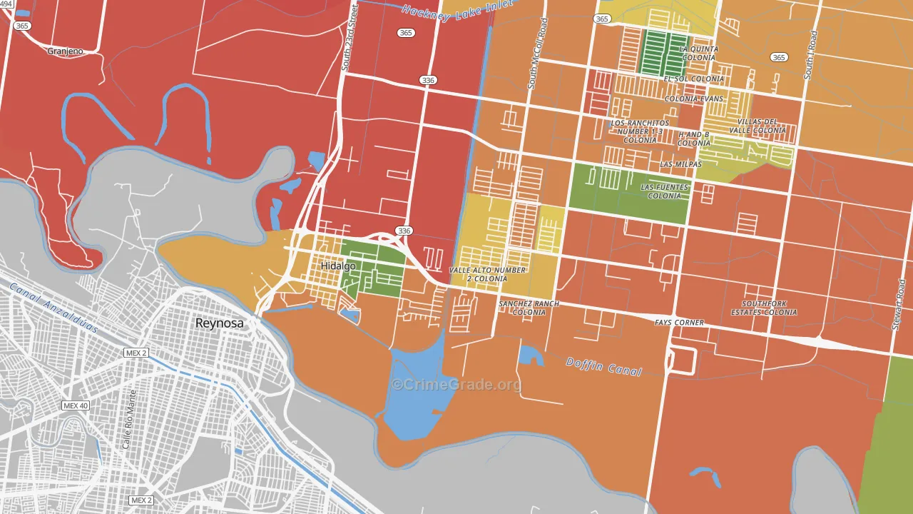 Hidalgo, TX Map of Vandalism Rates