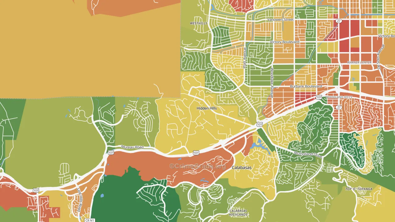 Hidden Hills, CA Map of Vandalism Rates