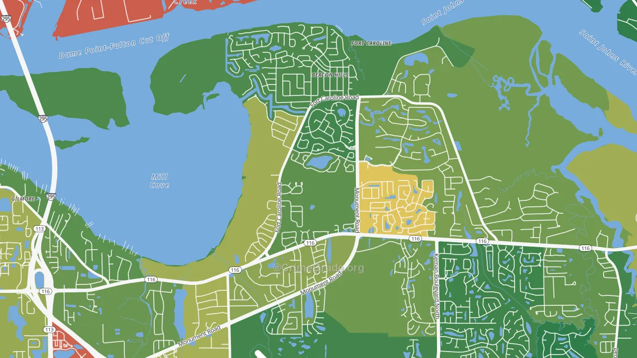 Hidden Hills, Jacksonville, FL Map of Vandalism Rates