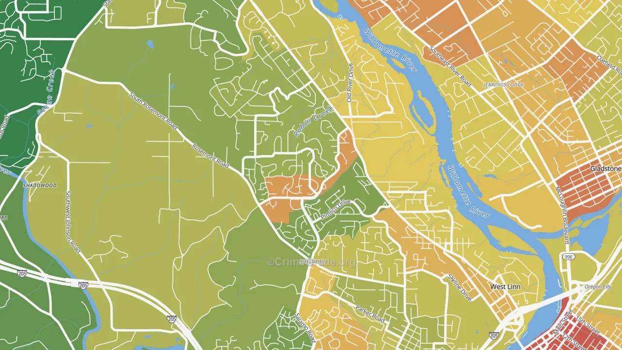 Hidden Springs, West Linn, OR Map of Vandalism Rates