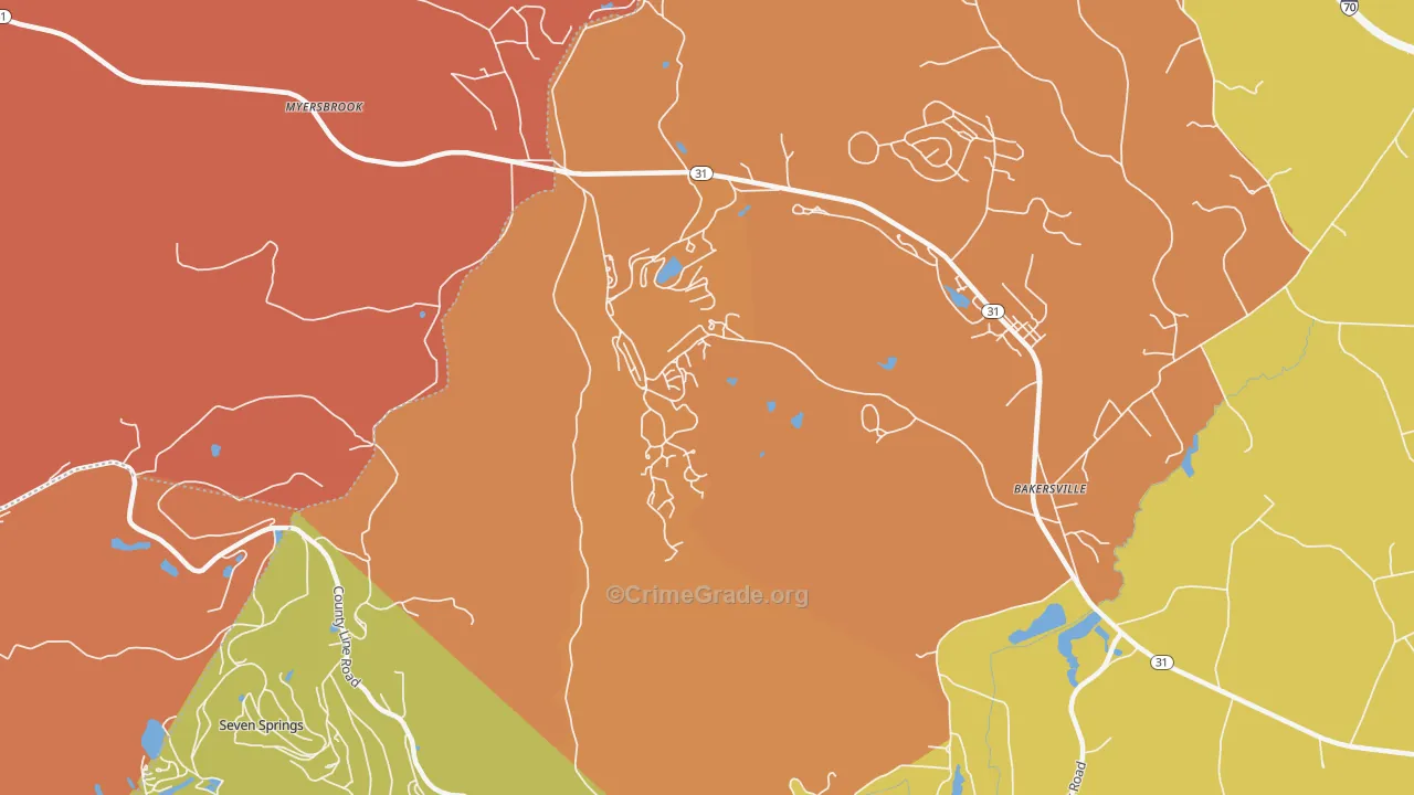 Hidden Valley, PA Map of Vandalism Rates