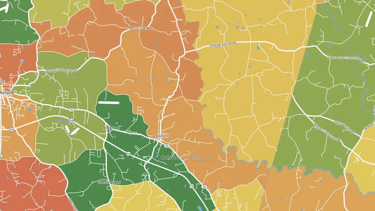 Hiddenite, NC Map of Vandalism Rates