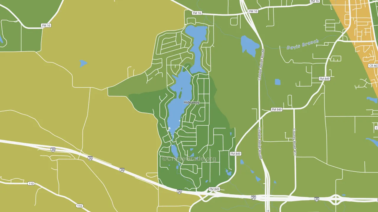Hideaway, TX Map of Vandalism Rates