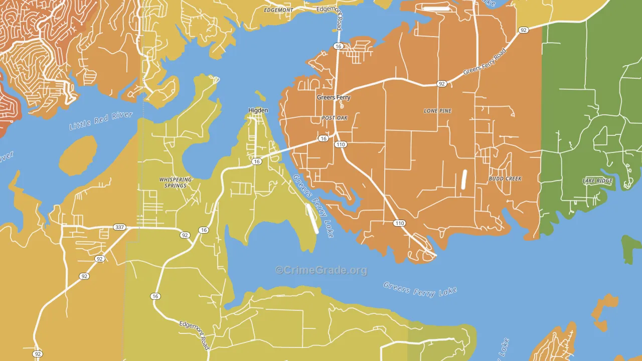 Higden, AR Map of Vandalism Rates