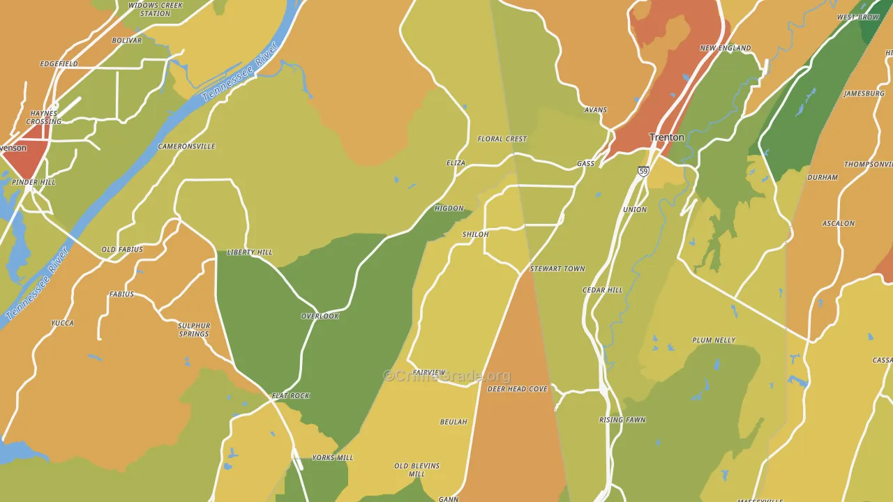 Higdon, AL Map of Vandalism Rates